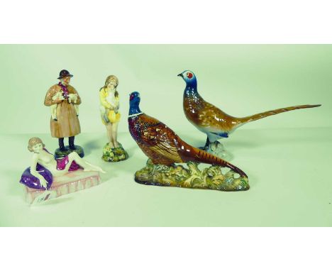 A Royal Doulton figure "Lambing Time", HN1890, height 23.5cm, together with a Royal Worcester figure "Spring", Royal Doulton 