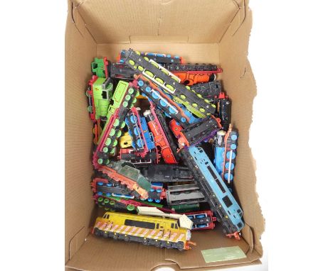 A collection of diecast trains from the Thomas the Tank Engine Collection 