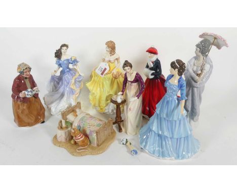 A collection of ceramic figures to include Royal Doulton Brambly Hedge "Happy Birthday Wilfred", various Royal Doulton figure