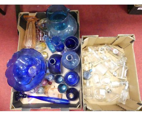 A collection of mainly glass items, to include scent bottles and Bristol Blue glassware.