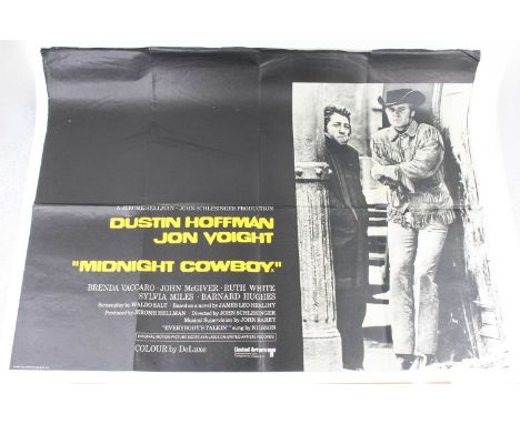 Midnight Cowboy, 1969 UK quad film poster, directed by John Schlesinger, starring Dustin Hoffman and John Voight, Printed by 
