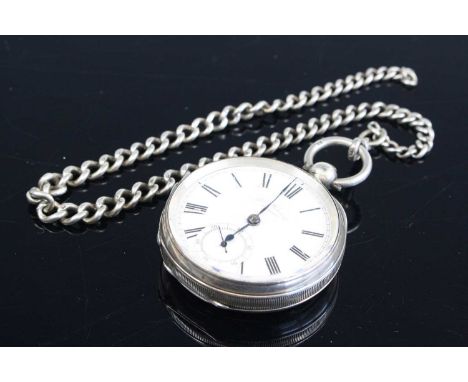 A Waltham gent's silver cased open faced pocket watch, having keywind movement, dia.5cm, on graduated silver curblink watch c
