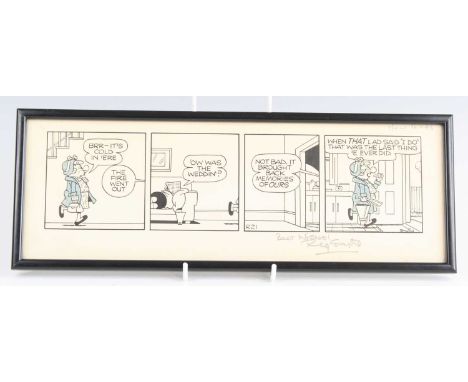 Reg Smythe (1917-1988), Andy Capp four frame cartoon strip, numbered R21, dated top right T/Wed 26-1-83, signed in pencil low