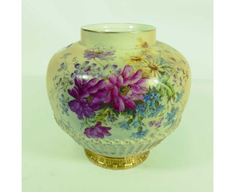 A Royal Worcester blush ivory porcelain vase, shape 1286, lacking cover, height 19.5cm