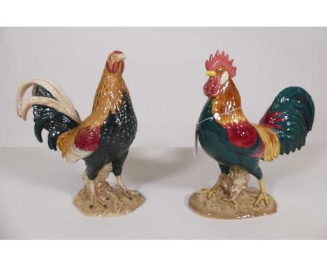 A Beswick pottery figure of a Leghorn Cockerel No. 1892, height 24cm, together with Beswick Game Cock, No. 2059 (2)Both in ve
