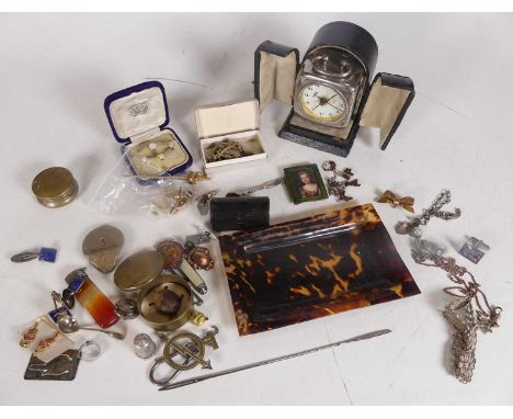 A collection of various items, to include gent's dress studs and cufflinks, white metal filigree bracelet, and an early 20th 