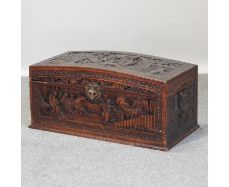 A Chinese carved hardwood trunk, 88cm