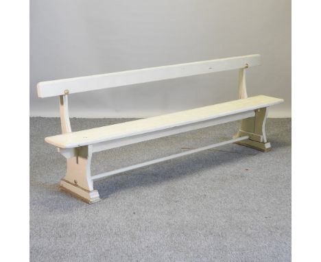 A cream painted child's bench, 184cm