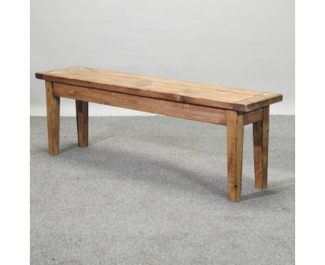 A hand made rustic pine bench, 144cm