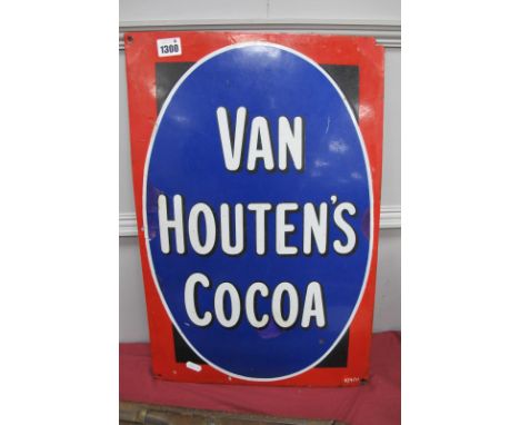 A Van Houten's Coco Vintage Enamel Sign, 53 x 35.5cm (restoration).