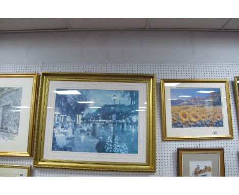 Michael Wood, 'French Courtyard', colour print, signed, 37.5 x 50cm; Lionel Aggeti, 'Sunflowers Dordogne', limited edition co