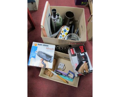 Black and Decker Paint Stripper, Power Devil Sander - untested sold for parts only; Spiral screwdriver, pans, marble pastry b