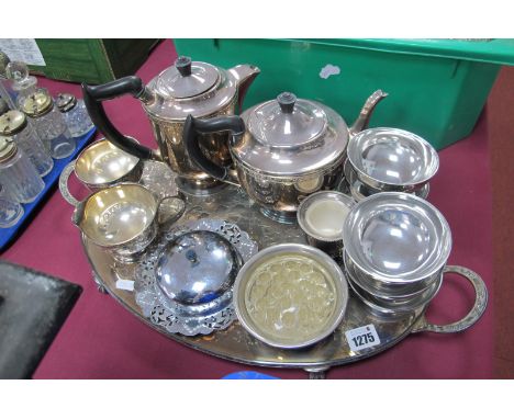 Viners Four Piece Plated Tea Service, with oval tray, toothpick holder, etc.