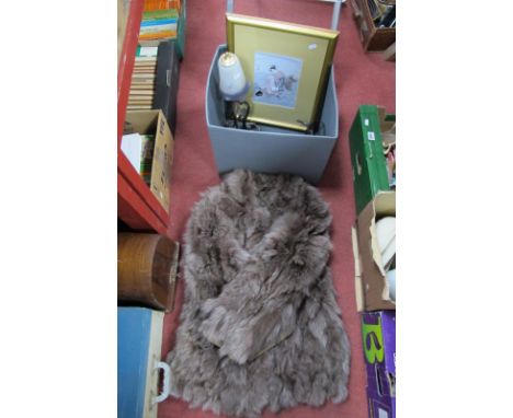 Sacks &amp; Brendler Fur Coat, Japanese print, lamp having ball shade.