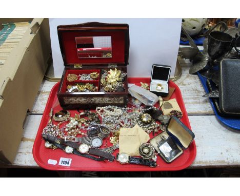 Paragon, Timex and Other Watches, cuff links, costume jewellery , etc:- One Tray