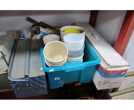 Tool Box, Christmas tree, jardiniere's, foot pump, iron horseshoe, etc.