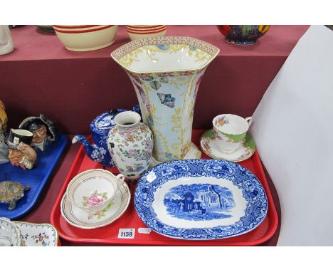 Spode Sumatra Hexagonal Vase, 27cm high, Oriental vase, George Jones dish, etc:- One Tray