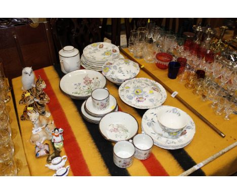 A quantity of Ashworth Bros. "Wild Rose" pattern dinnerware; and a quantity of J&G Meakin tea and dinnerware 
