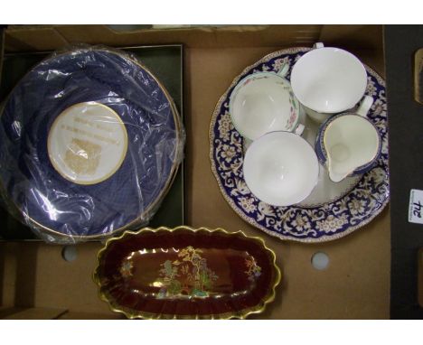 A collection of pottery including pair Royal Worcester jubille plates, Crown Devon dish and Wedgwood oddments etc 