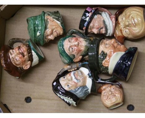 Royal Doulton Small Character Jugs: Drake, Sancho Panca D6481 Auld Mac and Paddy character pot, Capt Cuttle, Beefeater, John 