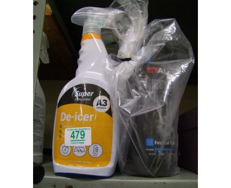 Car compound polish: deicer and engine oil. 