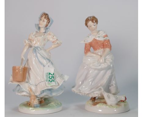 Royal Worcester for Compton Woodhouse Old Country Ways Figures: The Milkmaid &amp; A Farmers Wife(2) 