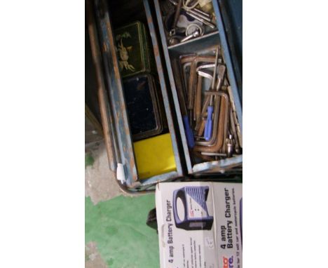 A collecttion of Hand tools, Case and surface mounted Workmate: 