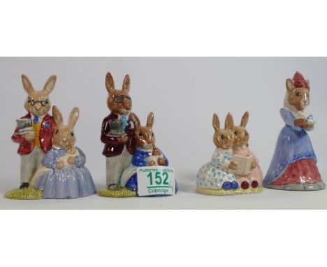 Royal Doulton Bunnykins to include Storytime DB9: Sundial DB213, Father Mother &amp; Victoria Db68 and family Photogragph DB1