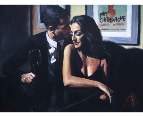 Fabian Perez (b. 1967), 'Proposal at Hotel du Vin'. Limited-edition print, no. 33/95. Framed. Image size 44 x 59cm. Condition