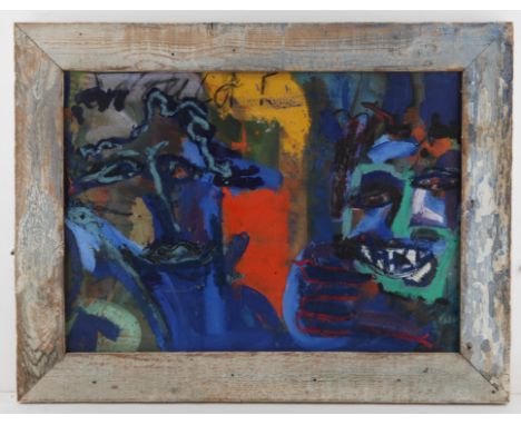 William Brennen. 'Me and Uncle Marc'. Study of two heads, mixed media on canvas. 43 x 61cm. Framed and glazed. With National 