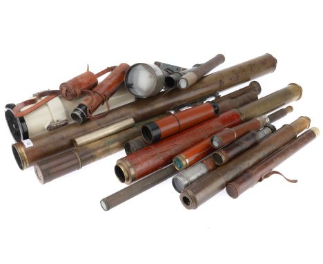 A Collection of Old Telescopes for Restoration including an unusal telescope engraved 'Patent Made only by G RichardsonSt Cat