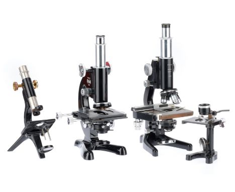 Classic Microscopy, A Beck Model 47 Microscope finished in black and chrome and a Watson Service Microscope