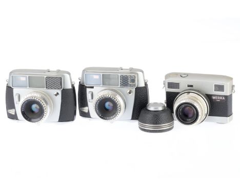 A Group of German Compact Rangefinder Cameras, comprising a Werra Matic, body G, small dent to top, shutter working, rangefin