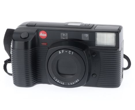 A Leica AF-C1 Compact Automatic Camera, black, body G, powers up, fires, advances, flash not working.