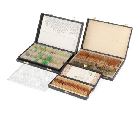 Three Boxed Microscope Slide Sets, One set, Italian, c.1930, with index card for 'S. A. Amedeo Fumeo, Milano, slides in a fau
