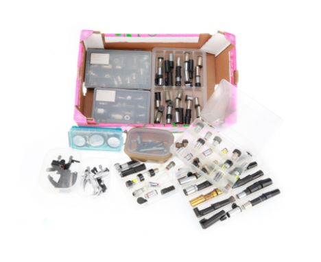 Large Collection of Microscope Accessories, including microscope objectives, microscope eyepieces, microscope mirrors and mic