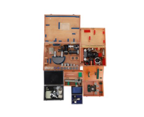 Collection of Microscope Accessories including a Watson microscope camera outfit in a case, Beck extended eyepiece, CTS objec