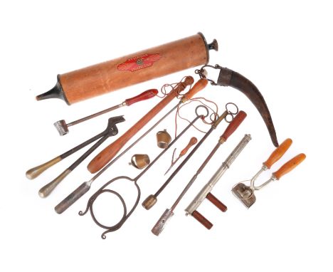 Large Collection of Early Veterinary Instruments Including Rasps, shears, a mouth gag and other instrumentsBUYER BEWARE: WE C