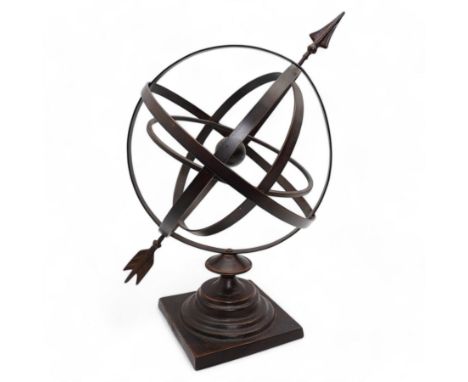 Cast metal armillary sundial, H53cm