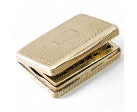 Victorian silver gilt rectangular vinaigrette with engine turned decoration and vacant cartouche Birmingham 1840 Maker Willia