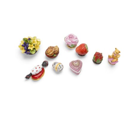 Halcyon Days enamel trinket boxes including 'My Sweetheart', Strawberry, Fabergé inspired heart-shaped box, small egg-shaped 