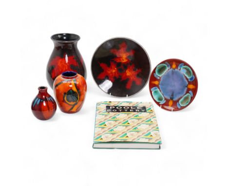 Poole Pottery Maple pattern vase H26cm and plate signed by Nicola Massarella, together with other Poole Pottery including 'In