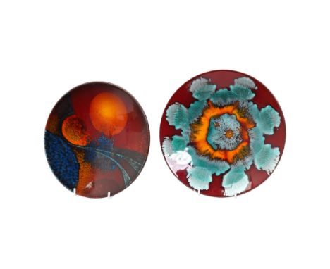 Alan Clarke Studio 'Genesis' bowl, signed by the artist beneath, D24.5cm, together with a Poole Studio bowl by Anita Harris, 