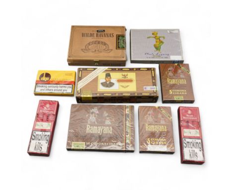 Sealed boxes of cigars including Ramayana, Villiger, Adipati No. 1, Henri Wintermans, Bali Legong and Agio Wilde Havanas (9)