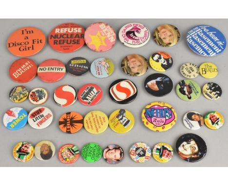 A Collection of Various Vintage Pin Badges to Include Rick Astley, Michael Jackson, Beastie Boys, Infa-riot etc