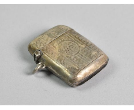 A Silver Vesta Monogrammed and with Engine Turned Decoration, Birmingham Hallmark
