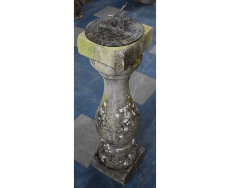 A Reconstituted Stone Sundial, 91cm high