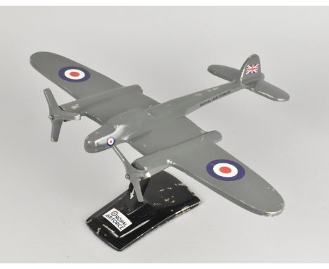A Vintage Grey Painted Twin Engined Aircraft with RAF Decals, 30cms Long