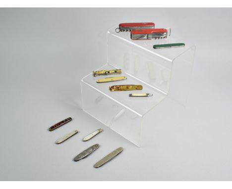 A Collection of Twelve Vintage Pocket Knives, Fruit Knives, Swiss Knives Etc