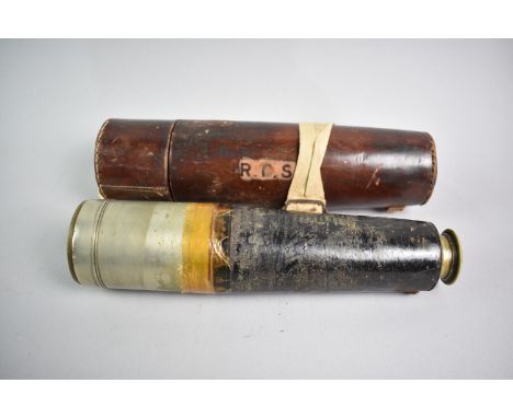 An Edwardian Leather Cased Three Drawer Telescope by Cary of London, Condition Issues